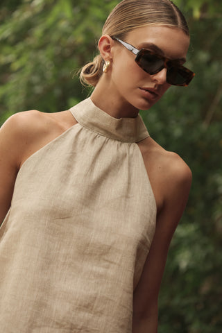 Top manga corta lino - Ropa de playa