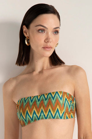 Top strapless estampado zig zag - Bikini