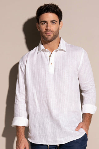 Camisa Lino hombre blanca