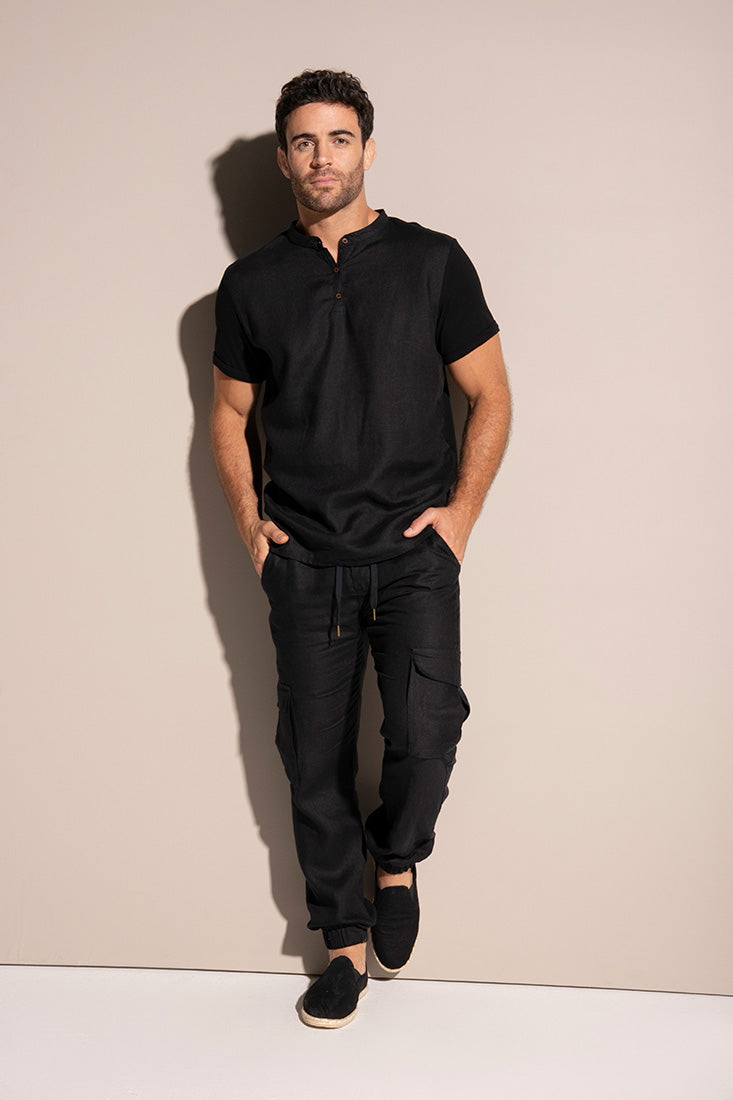 Tipo Polo Pantalon Jogger Con Camisa Pantalón Jogger En Lino De